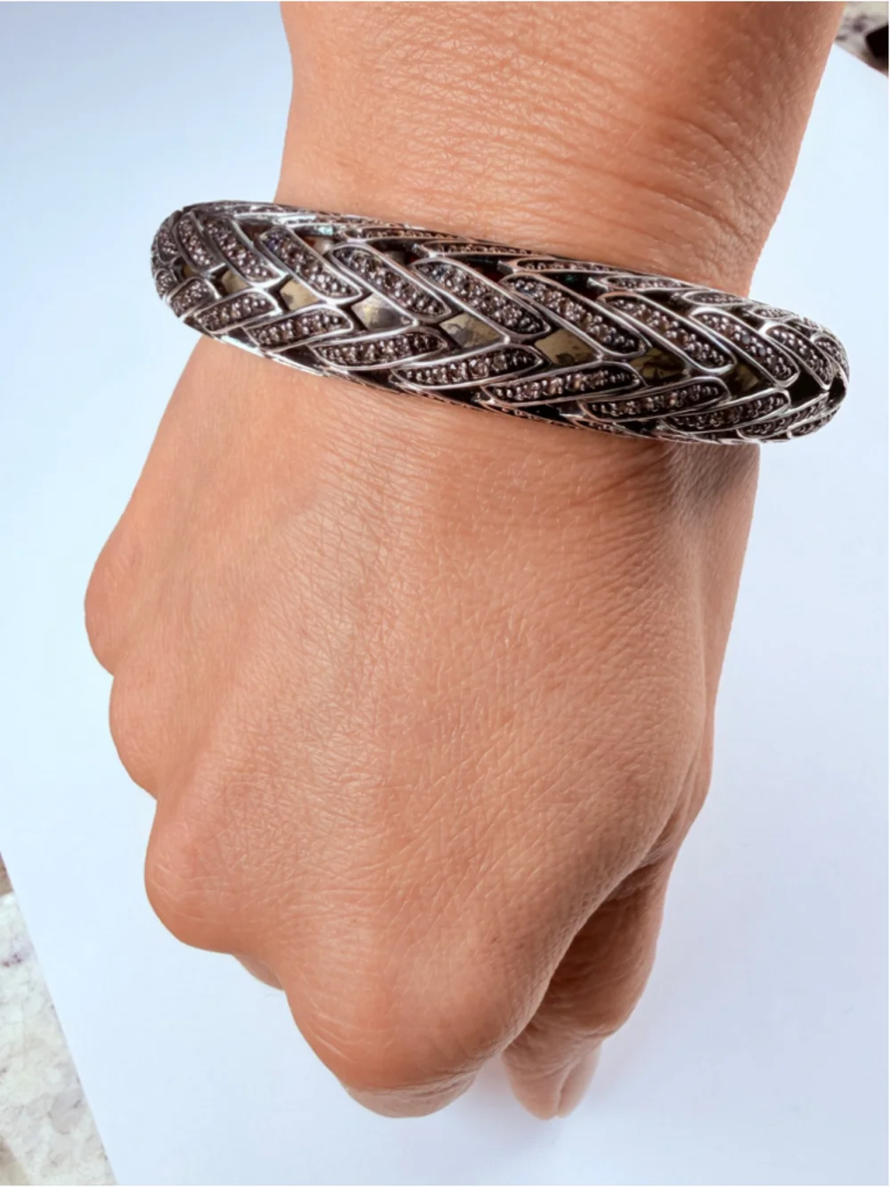 John Hardy Smokey Quartz 925 Sterling Silver Woven Open Dome Cuff Bracelet $1895